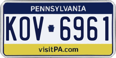 PA license plate KOV6961