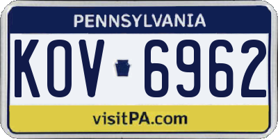 PA license plate KOV6962