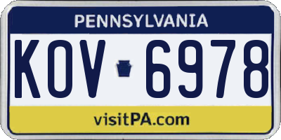 PA license plate KOV6978