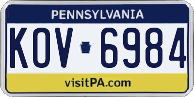 PA license plate KOV6984
