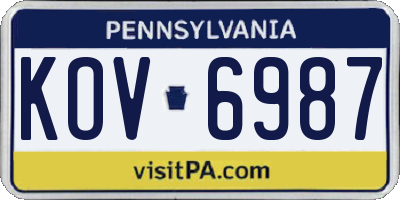 PA license plate KOV6987