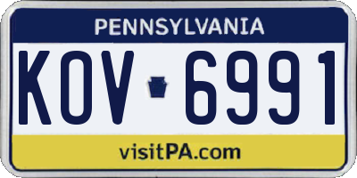 PA license plate KOV6991