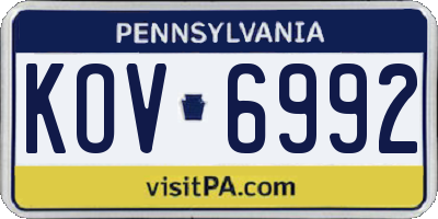 PA license plate KOV6992