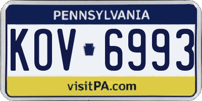 PA license plate KOV6993