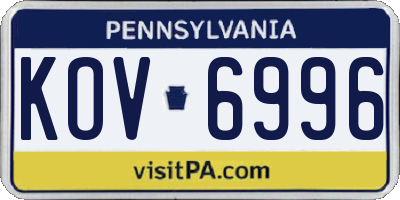 PA license plate KOV6996
