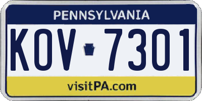 PA license plate KOV7301
