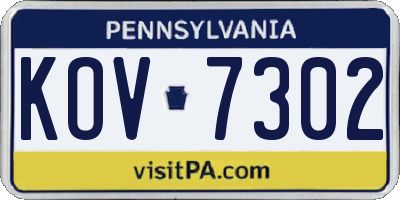 PA license plate KOV7302