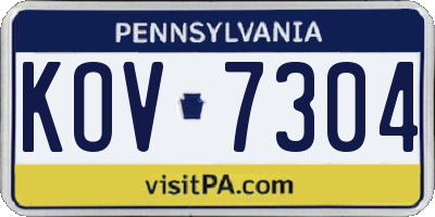 PA license plate KOV7304