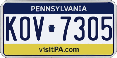 PA license plate KOV7305