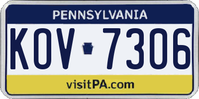 PA license plate KOV7306