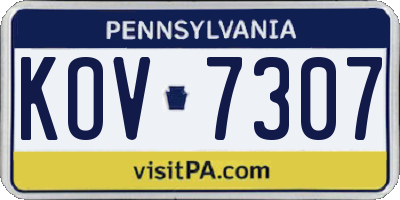 PA license plate KOV7307