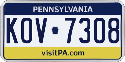 PA license plate KOV7308