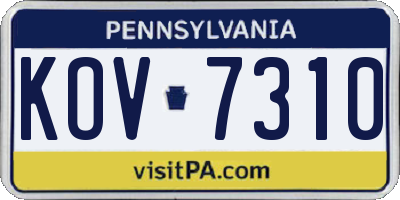 PA license plate KOV7310