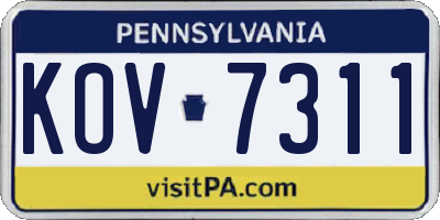 PA license plate KOV7311