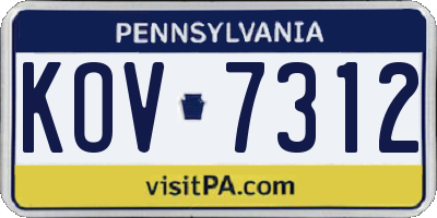 PA license plate KOV7312