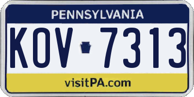PA license plate KOV7313