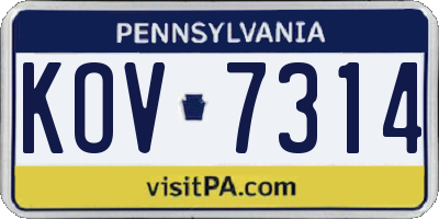 PA license plate KOV7314