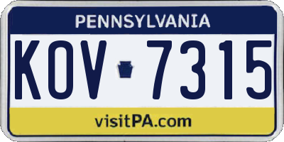 PA license plate KOV7315