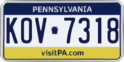 PA license plate KOV7318