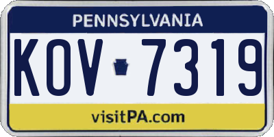 PA license plate KOV7319