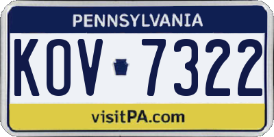 PA license plate KOV7322