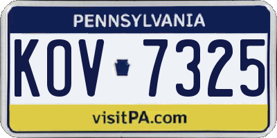 PA license plate KOV7325