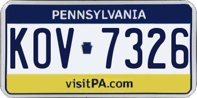 PA license plate KOV7326
