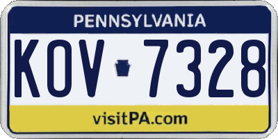 PA license plate KOV7328