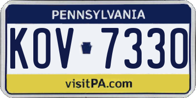 PA license plate KOV7330