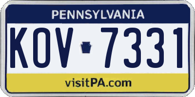 PA license plate KOV7331