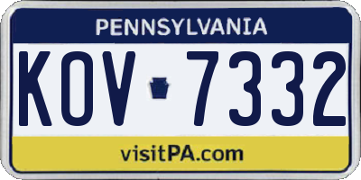 PA license plate KOV7332