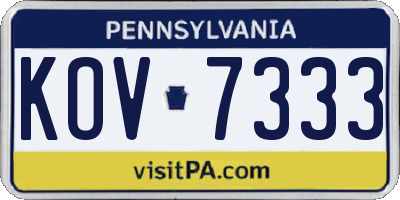 PA license plate KOV7333