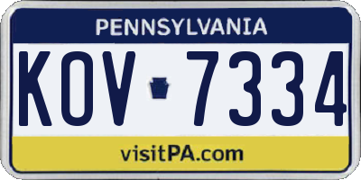 PA license plate KOV7334