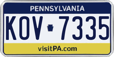 PA license plate KOV7335