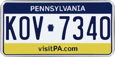 PA license plate KOV7340