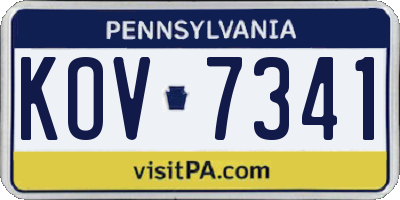 PA license plate KOV7341