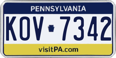 PA license plate KOV7342