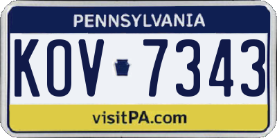 PA license plate KOV7343
