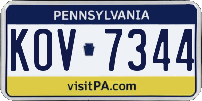 PA license plate KOV7344