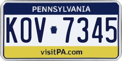 PA license plate KOV7345