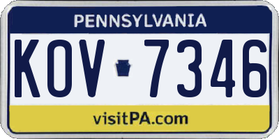 PA license plate KOV7346