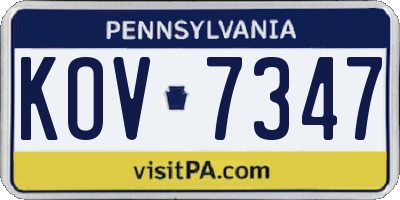 PA license plate KOV7347