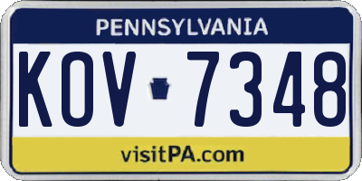 PA license plate KOV7348