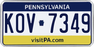 PA license plate KOV7349