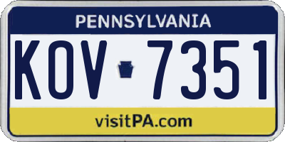 PA license plate KOV7351