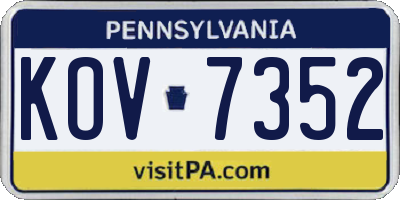 PA license plate KOV7352
