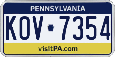 PA license plate KOV7354