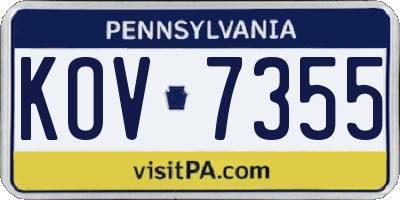 PA license plate KOV7355