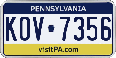 PA license plate KOV7356