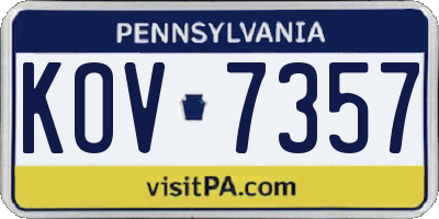 PA license plate KOV7357
